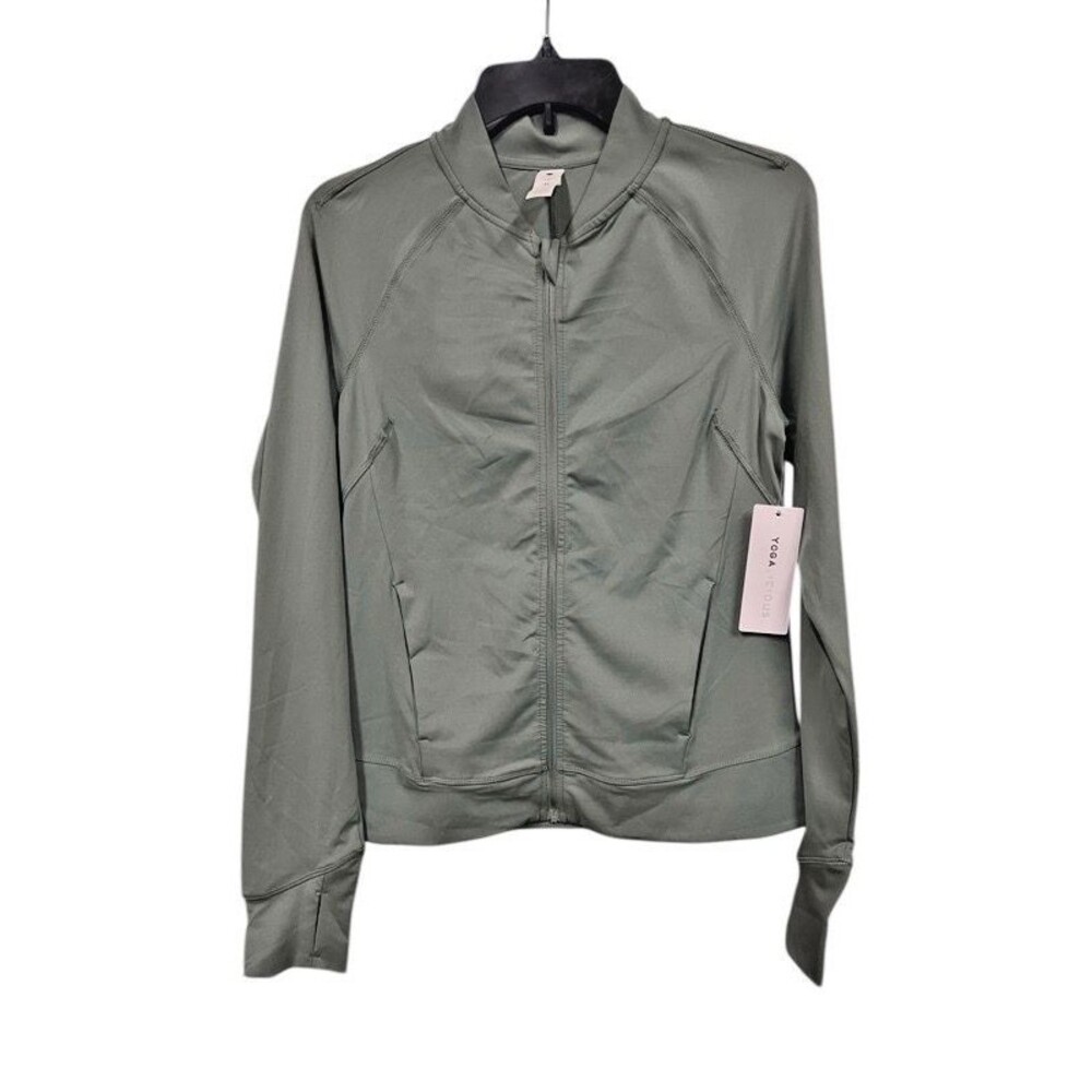 Yogalicious Lux Momentum Chinous Green Lightweight Zip Up Yoga Jacket Medium NWT
